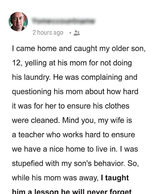 Father Catches 12-Year-Old Son Yelling at His Mom For Not Doing Laundry