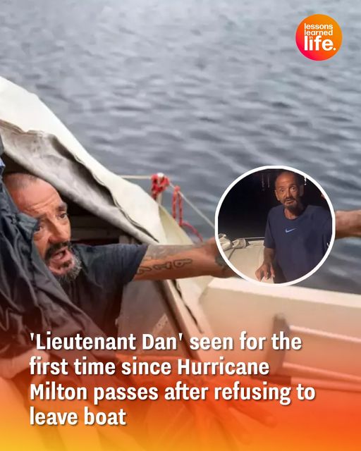 ‘Lieutenant Dan’ seen for the first time since Hurricane Milton passes after refusing to leave boat